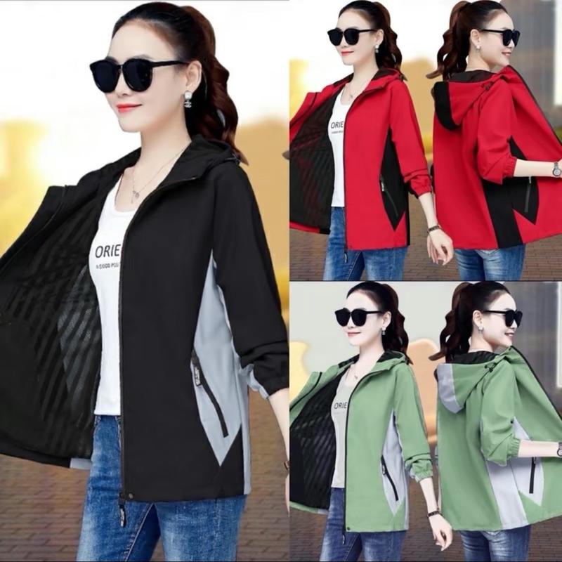 Áo Khoác Gió Phối Màu 2 Lớp ,Chất Liệu Vải Gió Tráng Bạc Cao Cấp, Chống Gió Chống nước  Cản Bụi,Cản UV Top Nữ Women Jacket