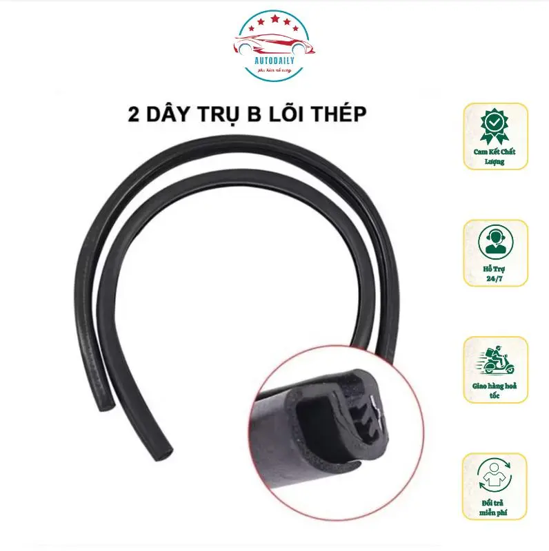 Bộ 2 sợi gioăng cao su cột B lõi thép 80cm gắn cửa Ô tô xe hơi chống bụi, giúp cách âm giảm tiếng ồn Phụ Tùng