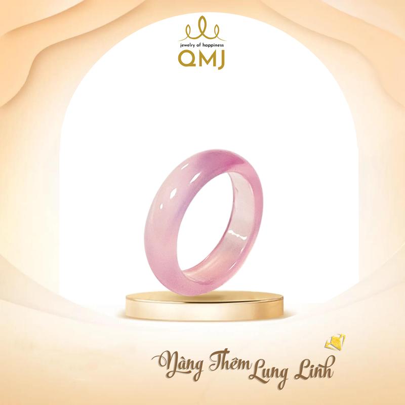 QMJ STORE - NHẪN HOA ANH ĐÀO đá mã não trắng đẹp xuất sắc