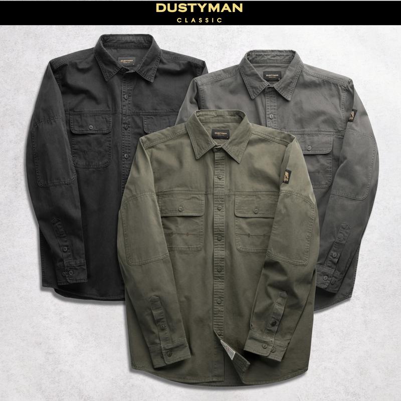 Áo Sơ Mi Nam Bụi Bặm Thiết Kế Đệm Tay Độc Đáo DUSTYMAN - Vải Kaki Cotton - Form Classic Fit - Elbow Shirt Menswear