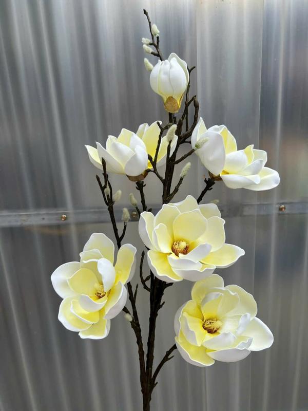 Cành Mộc Lan Cao Cấp - Cành Mộc Lan  chất PU 6 bông to đẹp,  Decor Decor Phòng Trang Trí Nhà Phòng Khách cây   để bàn