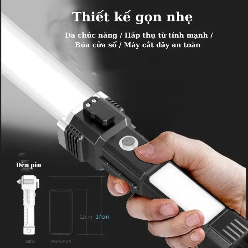 Đèn pin siêu sáng 4 trong 1 đa năng, đèn pin sách tay sạc usb đèn pin dùng trường hợp khẩn cấp 4