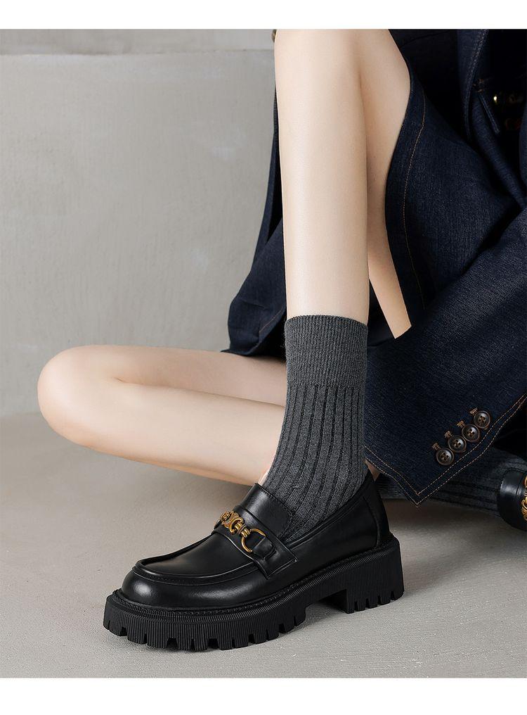Product Introduction of Leather loafers inside and out all leather single shoes British style small leather shoes fashion single shoes Boy Footwear Office Closed Work Bedroom Comfort Breathable Tactical 17