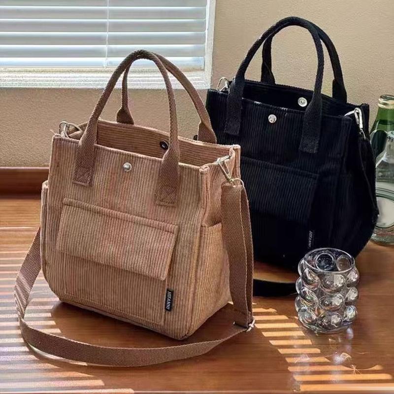 Product Introduction of Portable Solid Color Single Shoulder Bag Multi Pocket Corduroy Messenger Bags Large Capacity Simple Versatile Crossbody Bag for Women 16