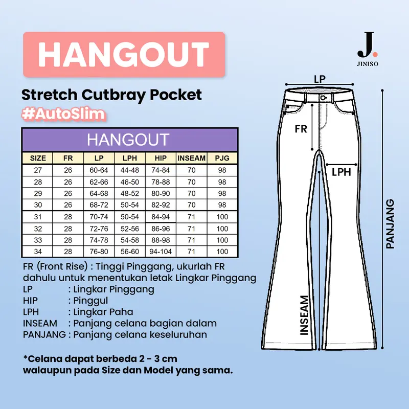 HANGOUT - JINISO Stretch Cutbray Celana Jeans Wanita Highwaist 1