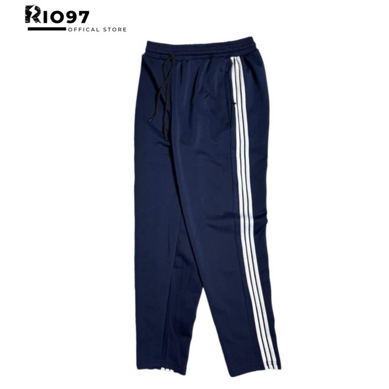 Quần Thể Dục Học Sinh 3 Sọc Xanh Đen chất Thun Poly 2 da co giãn thoáng mát RIO97 STORE