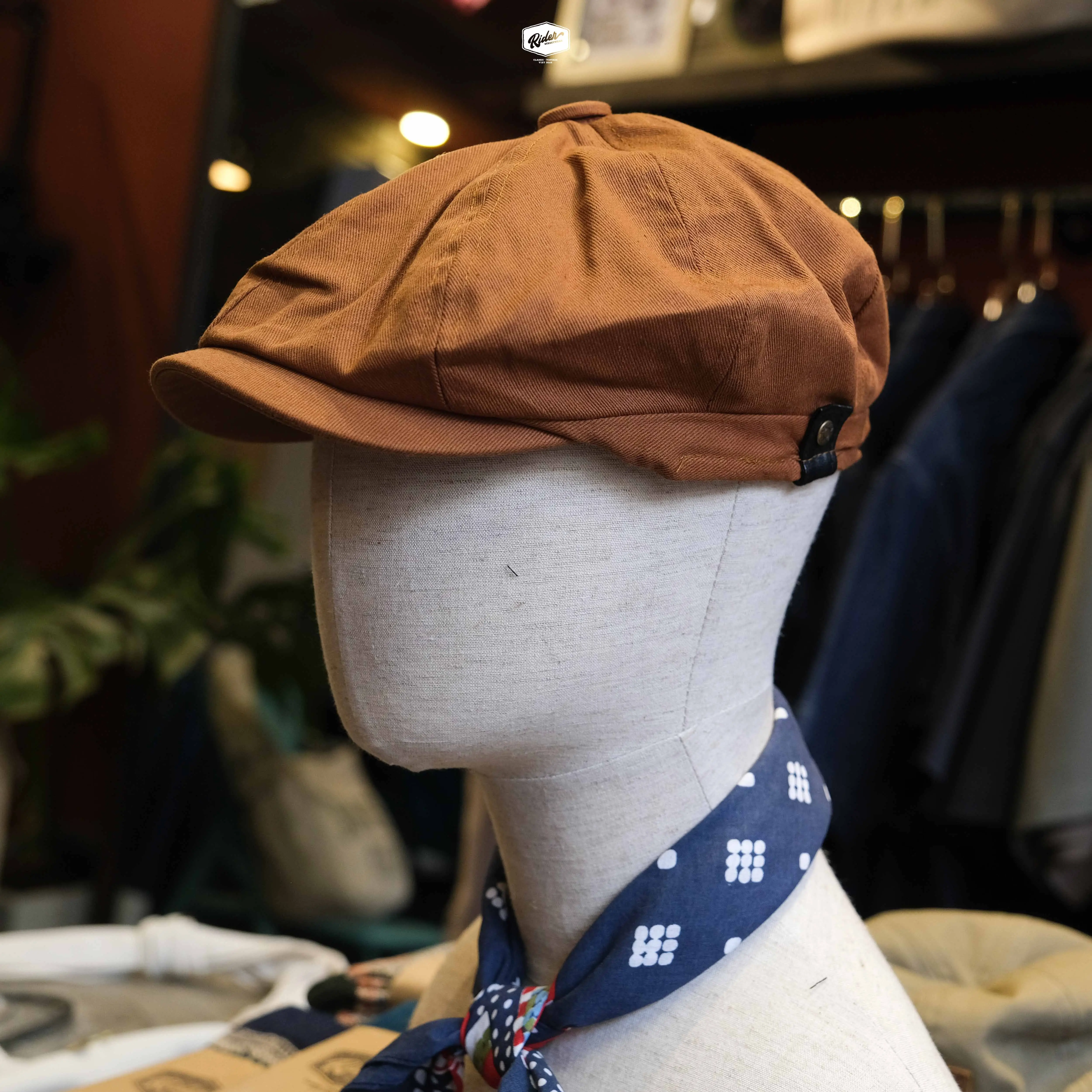 Mũ Beret  - Phong Cách Vintage, Retro Cap Woven Yarn Dyed Fabric Chỉ giặt tay