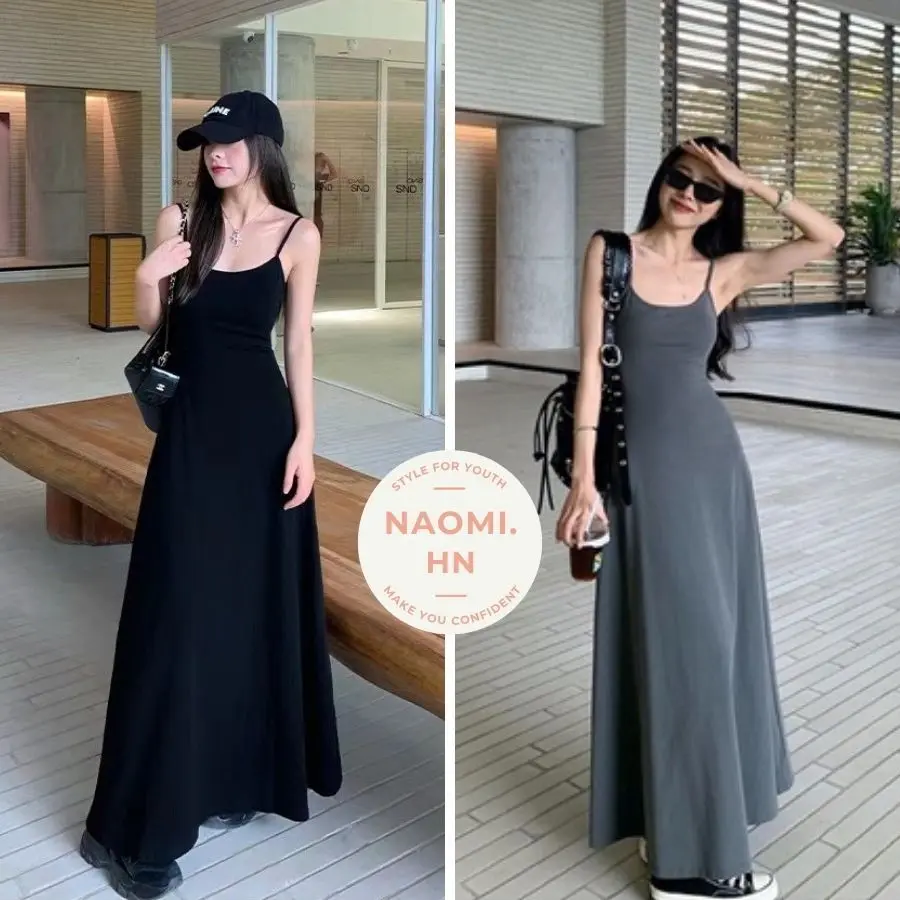 Váy 2 dây body dáng dài co giãn tốt chất thun tăm lạnh cực tôn dáng. Đầm maxi dáng dài sexy nhiều màu HotHit Nữ Nhung Dress