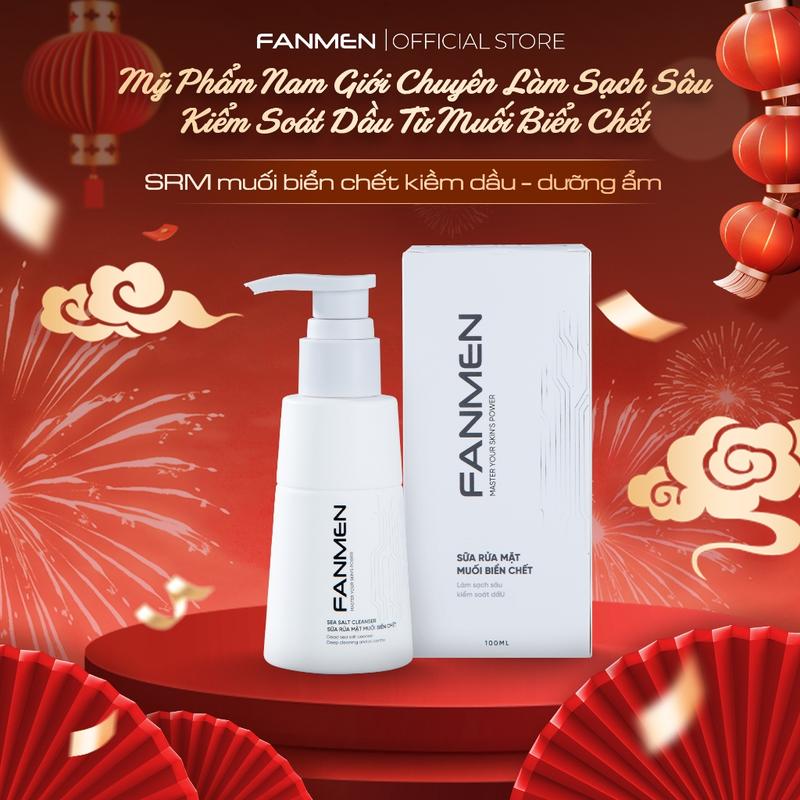 Sữa Rửa Mặt Fanmen Sữa Rửa Mặt Nam Tinh Chất Muối Biển Tự Nhiên Kiểm Soát Dầu Tạo Bọt Mịn Màng Ngăn Ngừa Mụn Bổ Sung BHA Skincare Son Môi Tẩy Trang