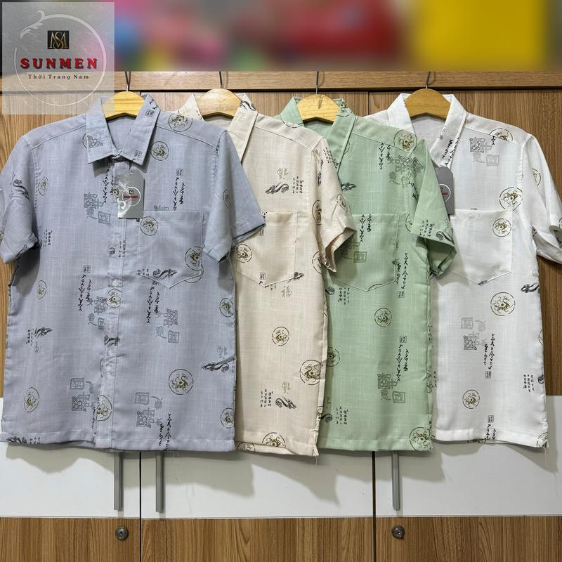 [XÔ ĐŨI] Áo Sơ Mi Nam Trung Niên Tay Ngắn Chất Vải Xô Đũi Cao Cấp Siêu Mát From Rộng Rãi Thoải Mái Size Từ 50-90kg Menswear Có Cổ Kem