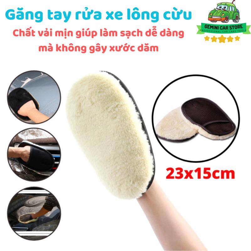 Găng tay rửa xe ô tô, xe máy lông cừu. Thiết kế từ sợi microfiber mềm mịn tăng hiệu quả làm sạch và không gây tổn hại đến bề mặt sơn xe Phụ Kiện Lau Xe