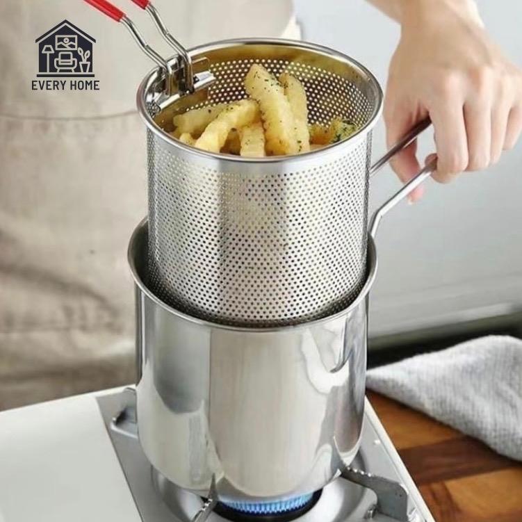 Nồi Chiên Ngập Dầu Dáng Dài Kèm Rổ Chiên Lọc Dầu Inox 2in1 Chống Rỉ Tiện Lợi [ Nấu Được Bếp Từ] nồi  chiên