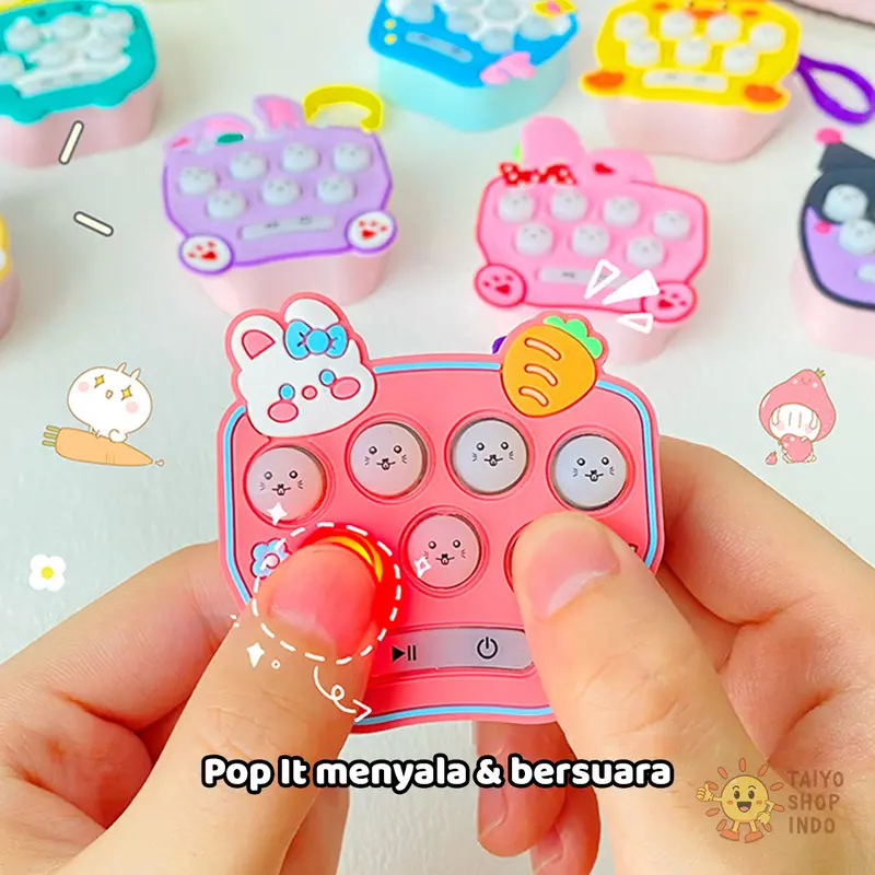 TAIYO Quick Push Game Pop It Elektronik Mini Karakter Gantungan LED Elektrik Stress Release Fidget 2