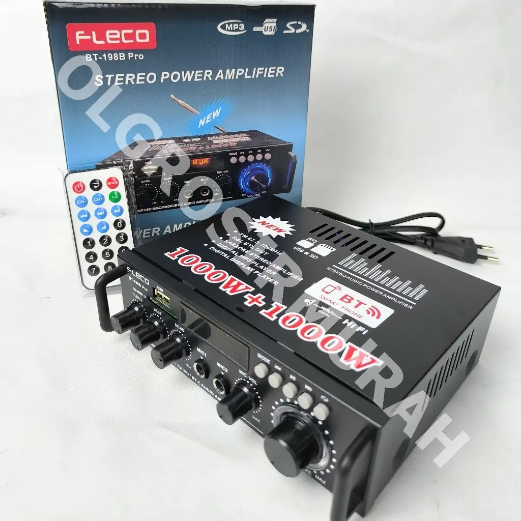 TERLARIS STEREO  POWER AMPLIFIER DIGITAL MP3 fleco F-198B pro 1000w+1000w power amplifier karaoke