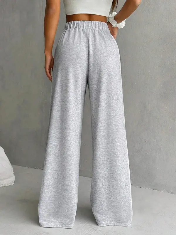 Comfortable Elastic Waist Pocket Wide Leg Sports Pants, Casual Loose Oversized Wide Waist Sweatpants, Perfect for All Seasons Wear Soft and Skin-friendly, Pants for Women, Jogging Pants 1