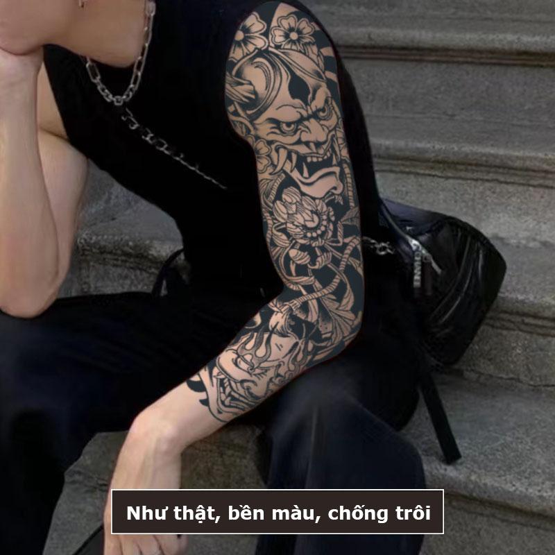 Hình xăm full tay quỷ Hanya 15 ngày chống nước QB-016, miếng dán hình xăm tạm thời nhật cổ bền đẹp