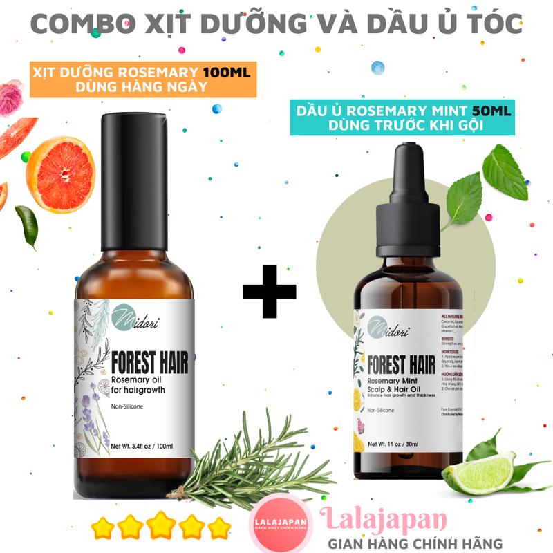 Combo Xịt dưỡng tóc và Dầu ủ dưỡng tóc FOREST HAIR Rosemary Mint Scalp and Hair Oil