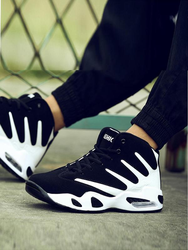 Men's 2024 New Arrival Summer Colorblock Lace Up Front Basketball Shoes, Casual Comfortable High Top Sneakers for Outdoor Sports, Running Shoes for All Seasons Bounciest Basketball Shoes,  High Top Tracks 1
