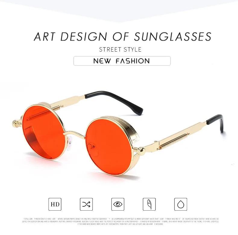 Product Introduction of Metal Steampunk Sunglasses Men Women Fashion Round Glasses Brand Designer Vintage Sun Glasses High Quality Sun Oculos 2021 15