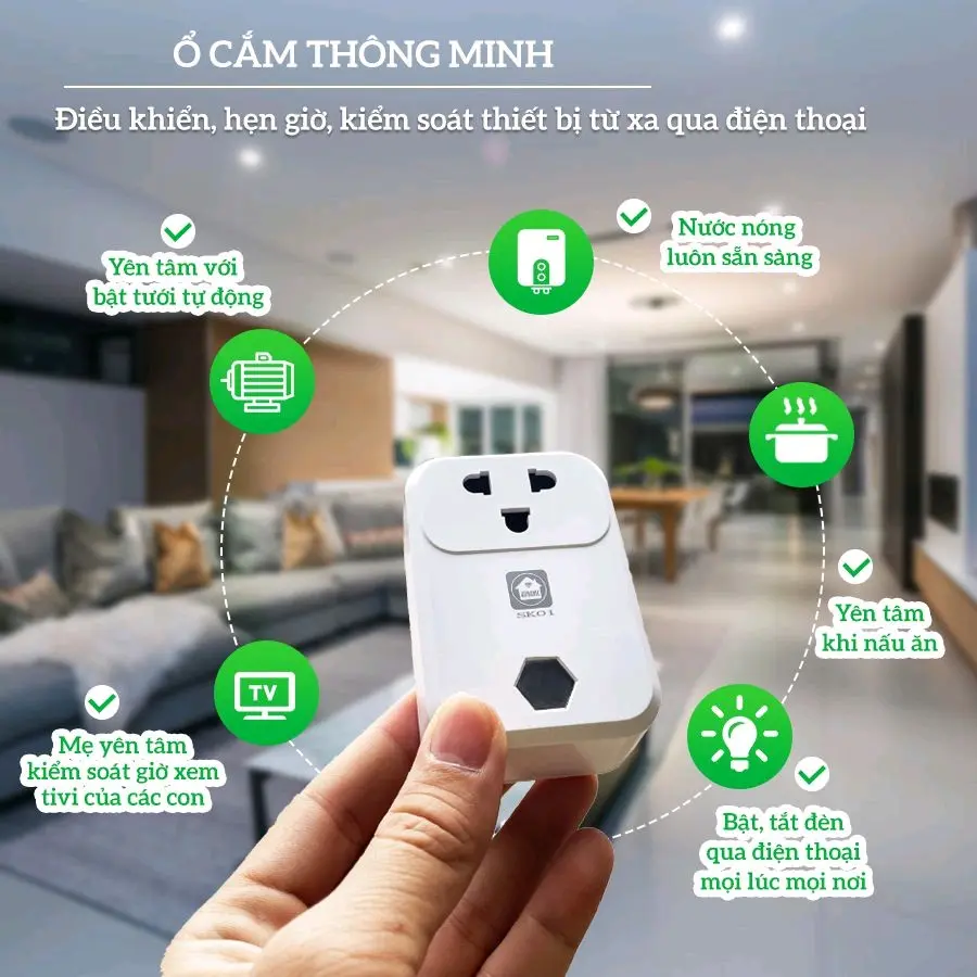 Ổ cắm thông minh Hunonic SK01 công suất 4000W đa năng & phụ kiện điện