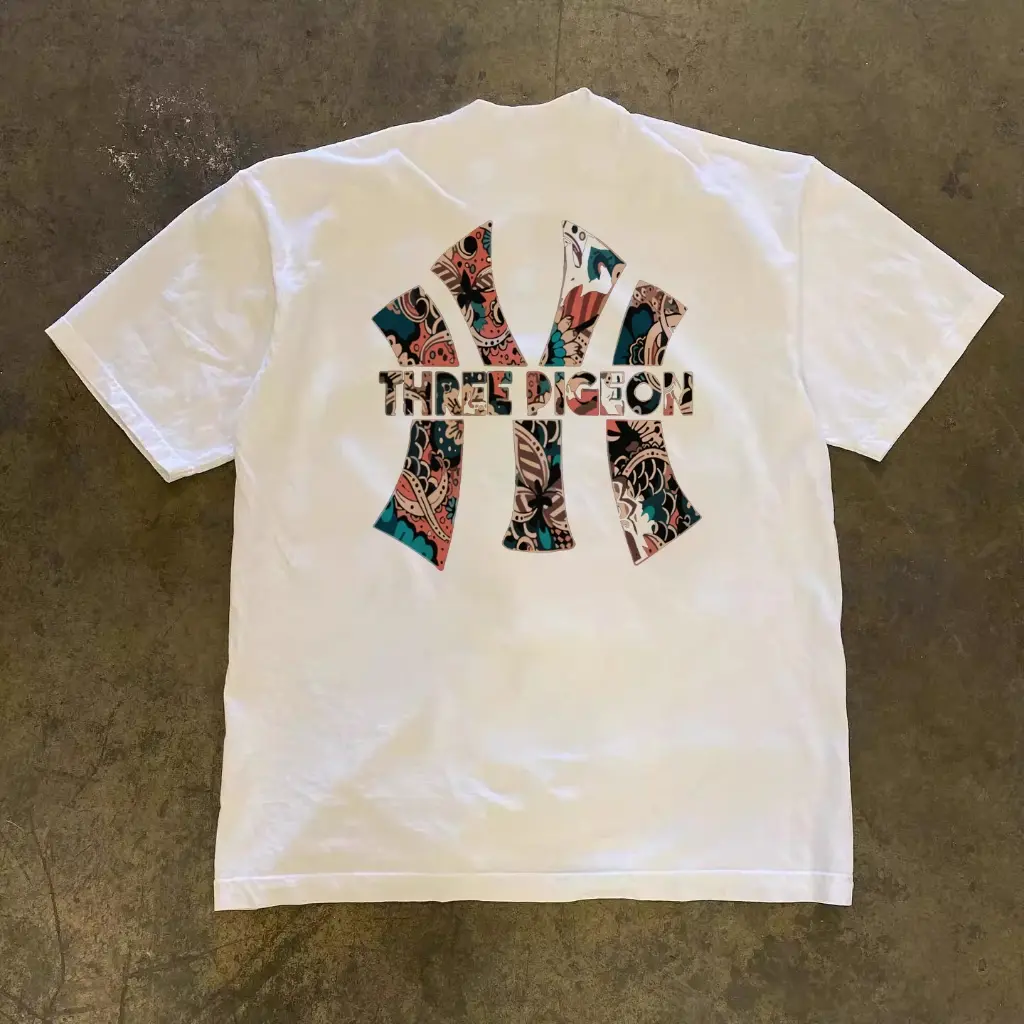 American retro Style T-shirt Oversize Trendy ins PIGPON print | Kaos Wanita Putih | Metallica Kaos pria dan wanita T-shirt Unisex