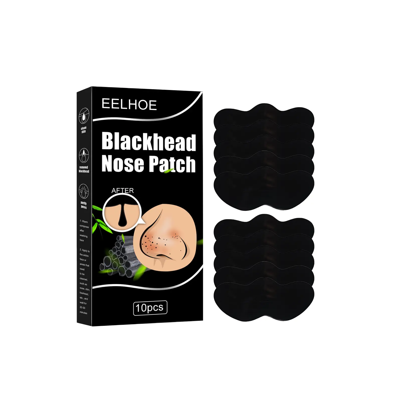 EELHOEBlack pig nose stick bamboo charcoal to remove blackhead acne tear nose mask