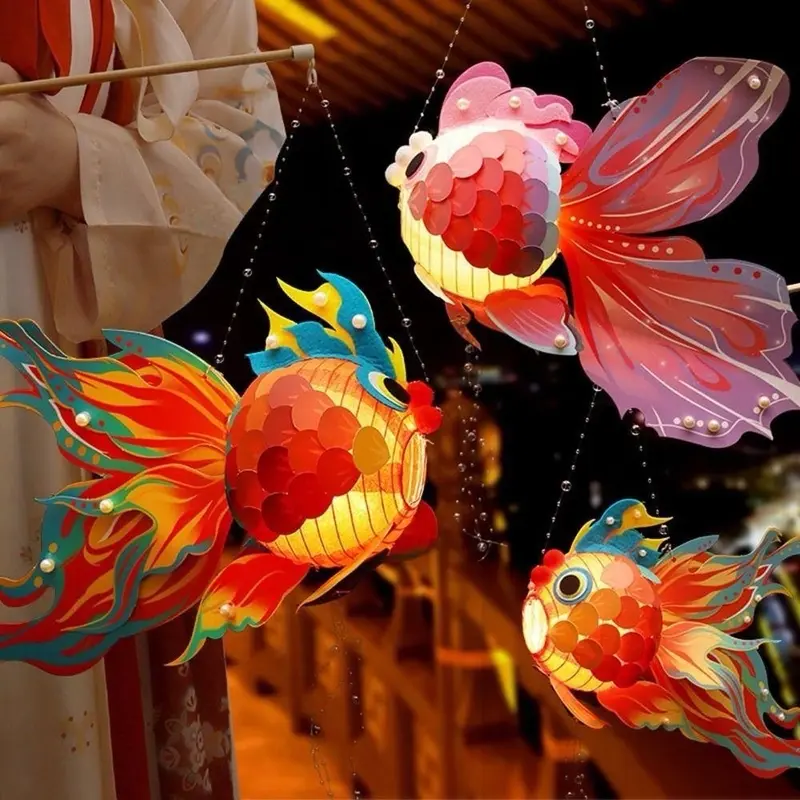 Đèn Lồng Giấy Hình Cá Chép Phát Sáng Độc Đáo, Sáng Tạo, Gói Vật Liệu Thủ Công Làm Đèn Lồng DIY Trang Trí Lễ Hội, Đèn Lồng Trung Thu Tre 0