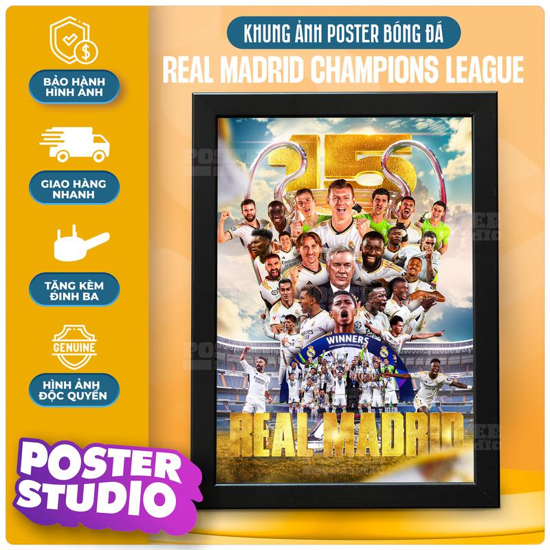  Khung ảnh poster REAL MADRID CHAMPION  gồm 2 kích thước để bàn A5  18cm x 24cm  treo tường A4  24cm x 35cm . Tặng lịch Euro khi mua treo tường Decor Decor Phòng 