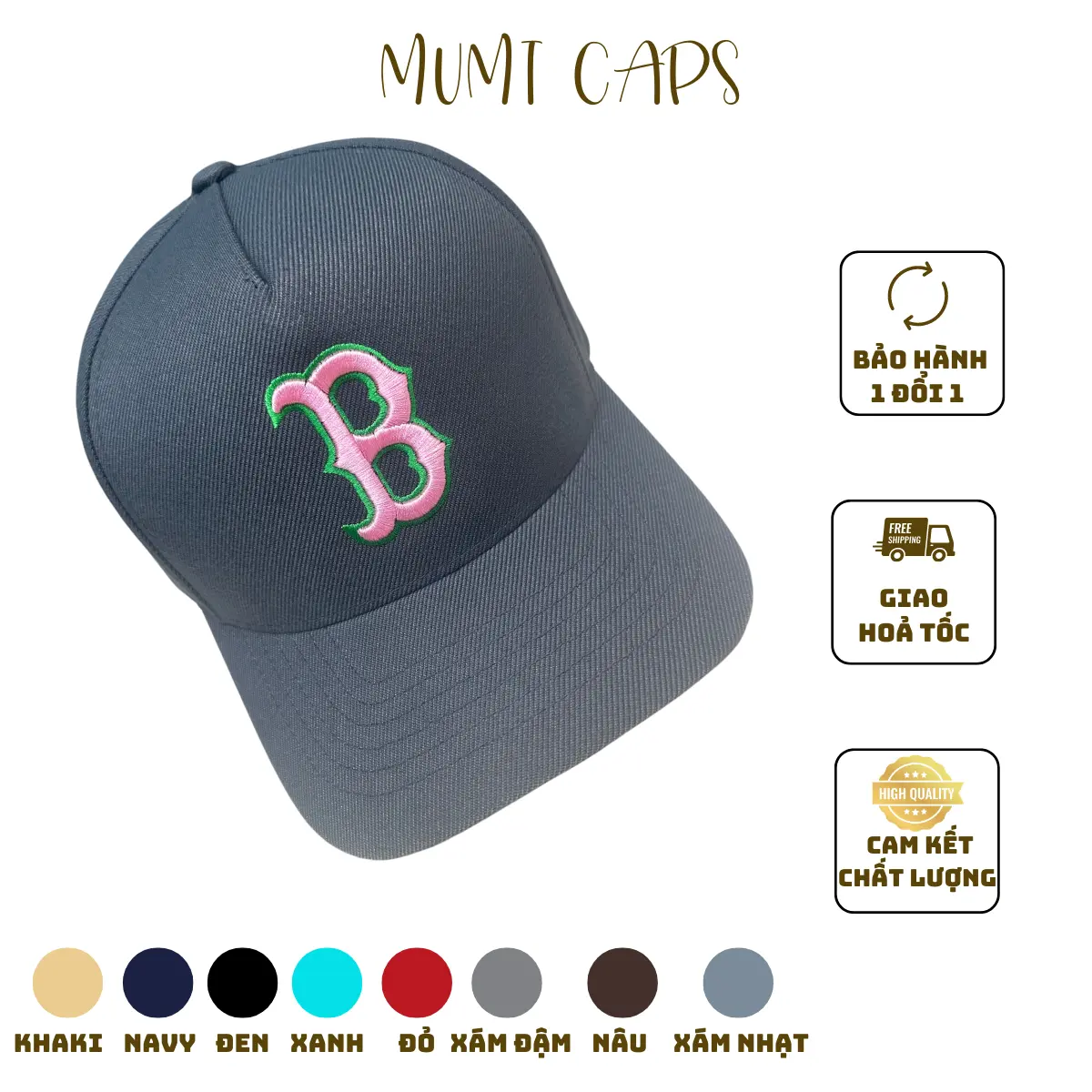 Mũ Trucker thêu chữ "B" sắc nét - from sâu -unisex nam nữ, chất kaki thoáng mát cap hat MUMT15 Cotton