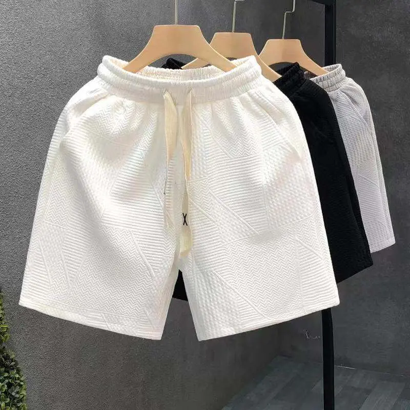 Stylish Minimalist Dark Pattern Shorts Men'S Shorts Summer Beach Shorts New Arrival Trendy Simple And Stylish Casual High-End Shorts Menswear Lingerie Tropical Beige Plain