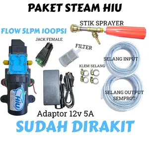 Alat Cuci Steam 100Psi 5Lpm Pompa Dc 12V hiu original high pressure Jet steam cuci motor