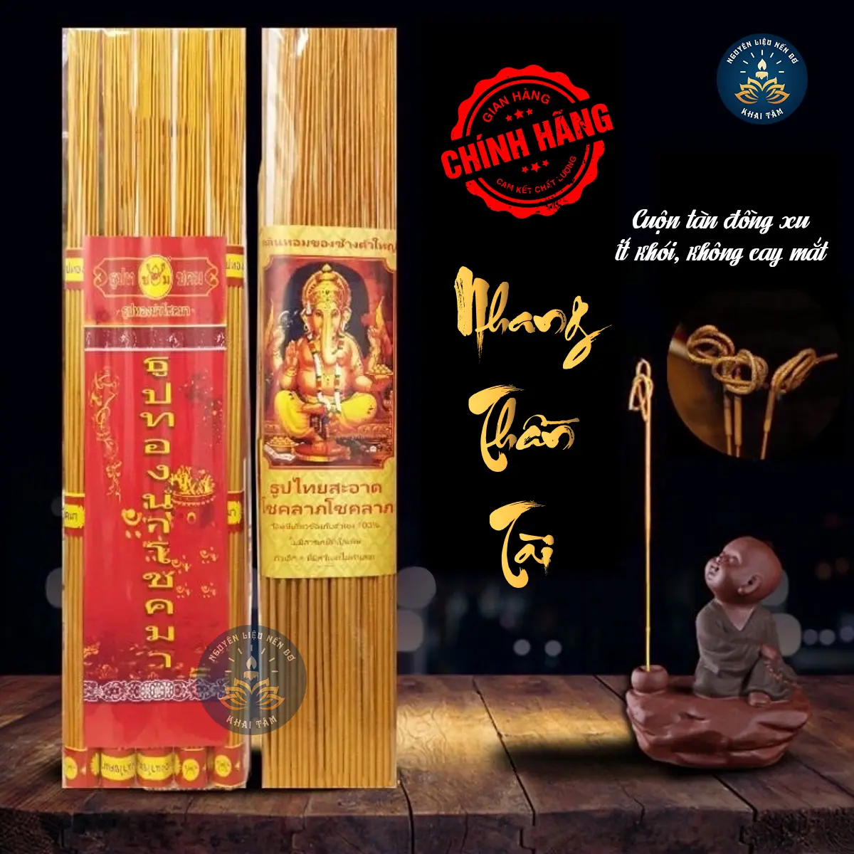 79 Cây Nhang Cuộn Tàn Thái Lan, Nhang Nhũ Vàng, Mùi Thơm, Ít Khói
