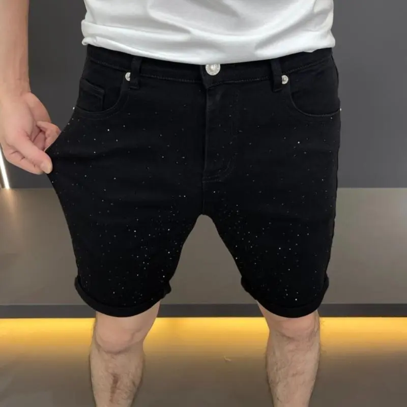 Quần Jean Thứ Năm, Thương Hiệu Thời Trang Thiết Kế Khoan Nóng Của European Station, Quần Short Denim Màu Đen, Quần Nam, Quần Trung, Mỏng, Cao Cấp, Phong Cách Hàn Quốc, Thích Hợp Cho Mùa Hè 0