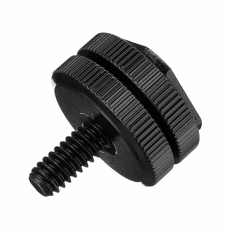 1/4" Dual Thumb Screw Flash Cold Hot Shoe Camera Adapter Mount for DSLR 1