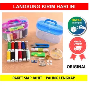Set Alat Peralatan Jahit Menjahit Baju Sewing Box Benang Jarum Kancing Peniti Kit Gunting