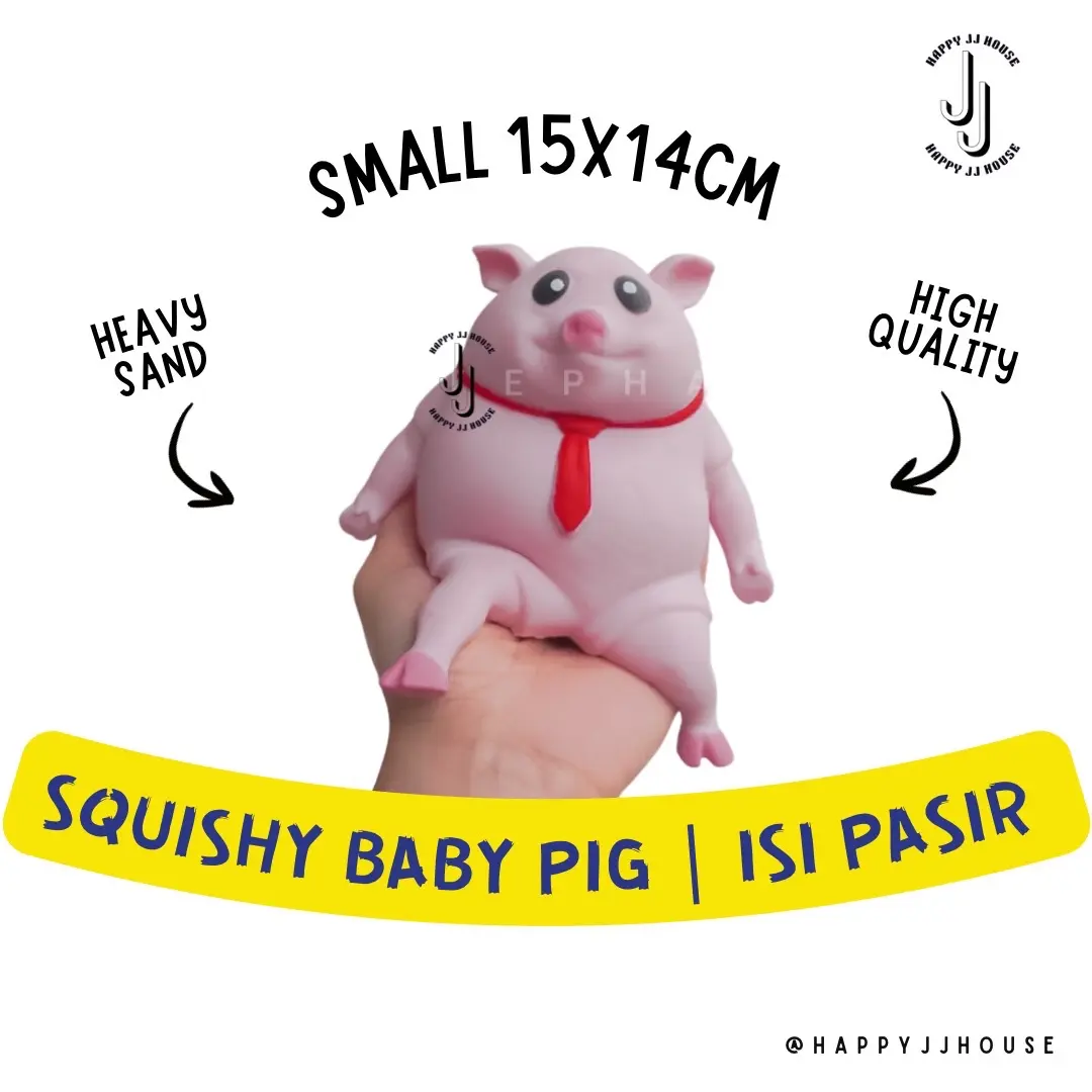 Squishy Baby Pig | Isi Pasir ( Space Sand ) | BISA GEPENG | Elastis Ukuran Small 15 x 13 cm