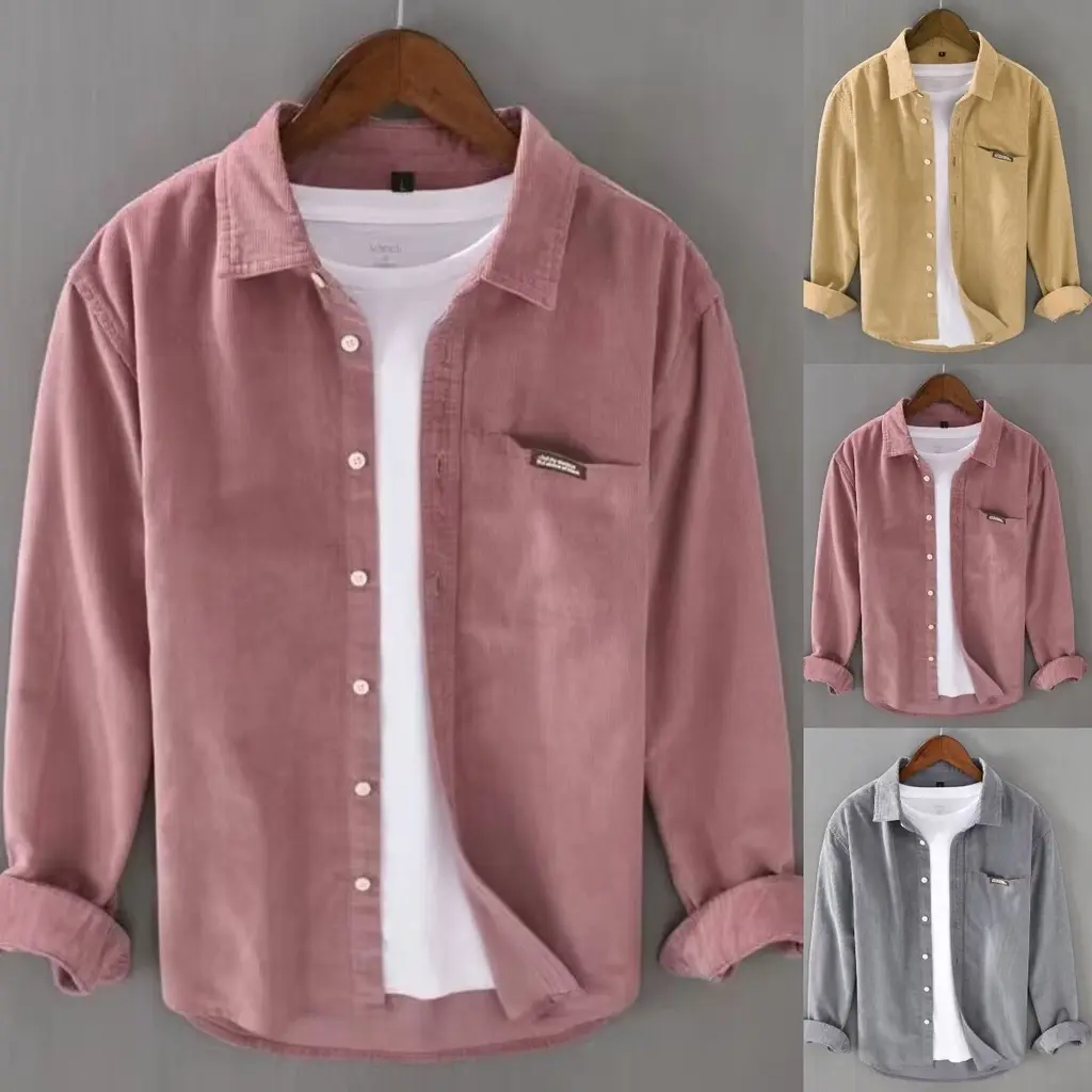 M-3XL thời trang cổ điển vải nhung áo sơ mi nam lỏng lẻo Menswear Shirt áo  lễ
