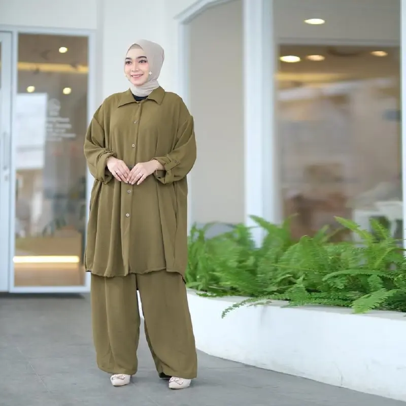 SET WANITA CRINKLE JUMBO LD 140 MUAT BESAR 120 KG 5L GEMUK SUPER NYAMAN Polos 0