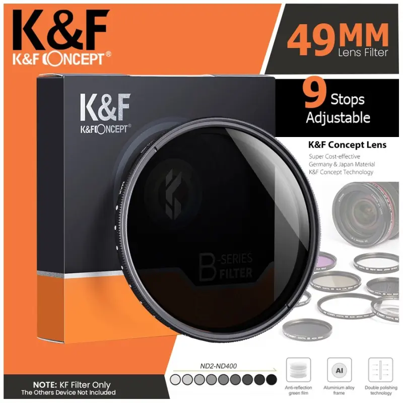 K&F concept lens filter variable nd2-400 fader filter 37/40,5/43/46/49 - 72mm 5