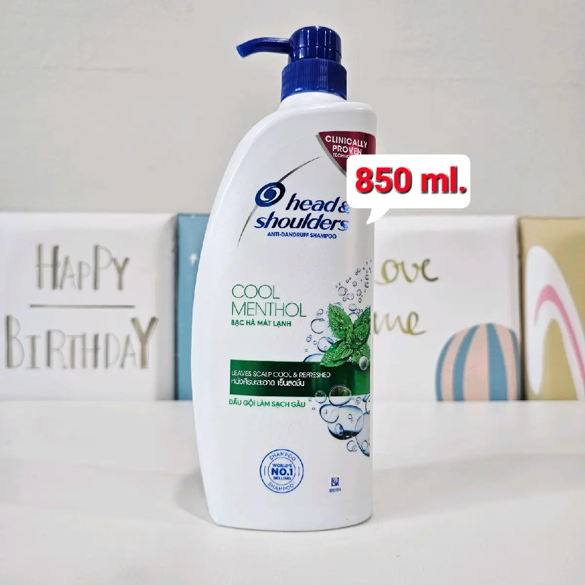 Head & Shoulders Cool Menthol Shampoo 850 ml แชมพู เฮด แอนด์ โชว์เดอร์  สูตรคูลเมนทอล 850 มล. หัวปั๊ม ถนอมเส้นผม
