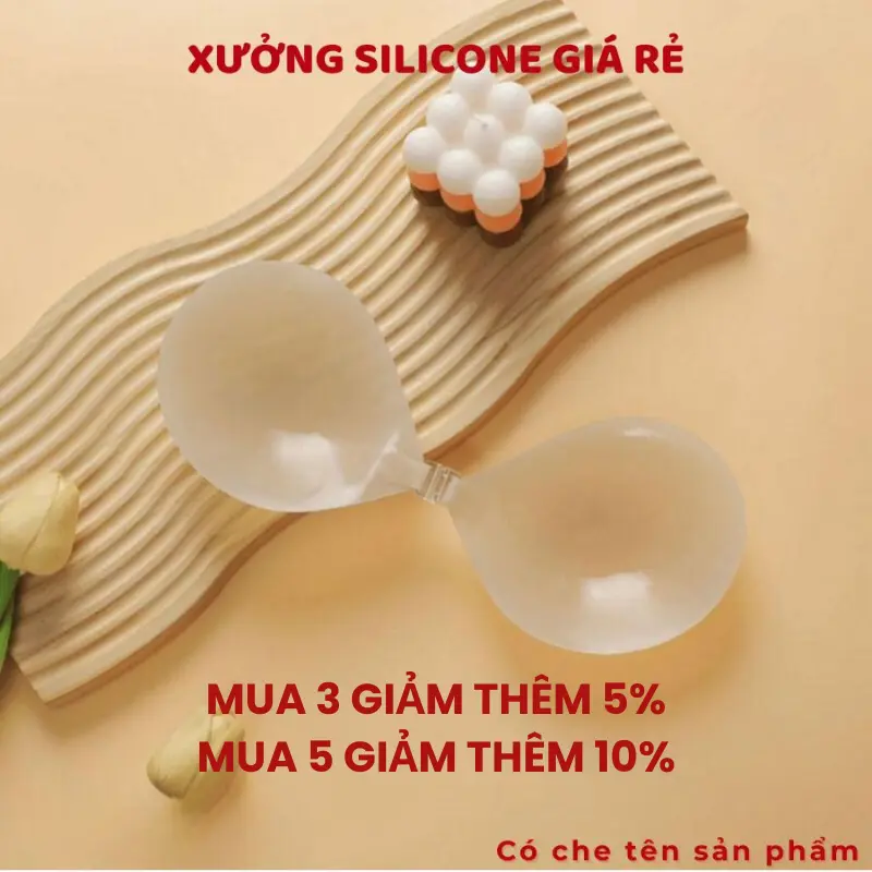 Áo Dán Nâng Ngực Silicon Cao Cấp Siêu Bám Dính Sử Dụng Nhiều Lần 4951 Nữ Kem Women Bra Cao Su Sen Voan mieng danti Voi
