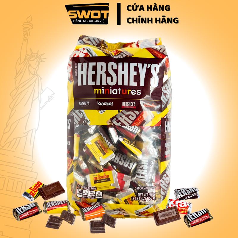  Socola Hershey's Miniatures Mỹ 1.58kg Chocolate Mỹ tổng hợp nhiều vị Ăn Vặt sôcôla thơm ngon Food không ngọt gắt Snack - SWOT 