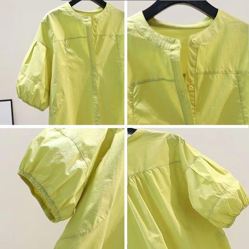 Product Introduction of Áo Sơ Mi Cho Nữ, Phong Cách Công Sở Thường Ngày Thiết Kế Trơn Tay Phồng, Thanh Lịch, Áo Thường Ngày Dáng Rộng Thời Trang Gấp Bất Đối Xứng Hàng Mới Về Mùa Hè, Phong Cách Thanh Lịch, 2024 4