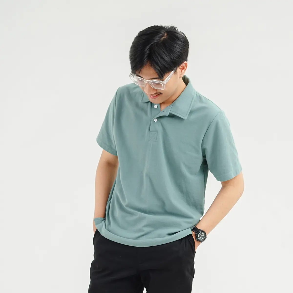 Kaos Polo Shirt Pria Katun Polos Casual Fit - Distro Slim Baju Pendek Basic Kerah Simple