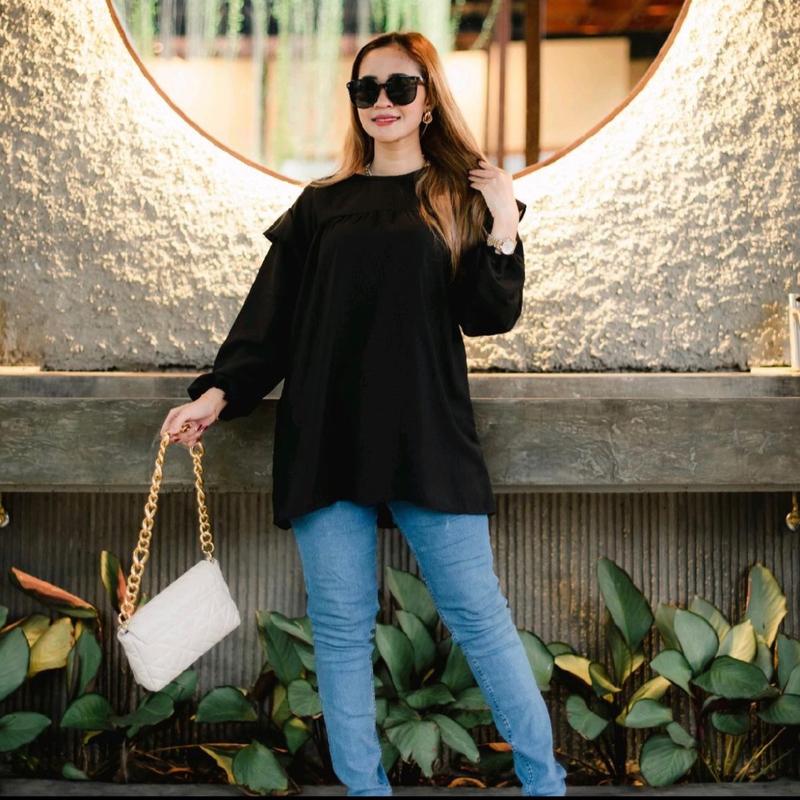 KARIN RUFLE BLOUSE CRINGKEL AIRFLOW POLOS LD 120 Atasan Wanita Crinkle 3