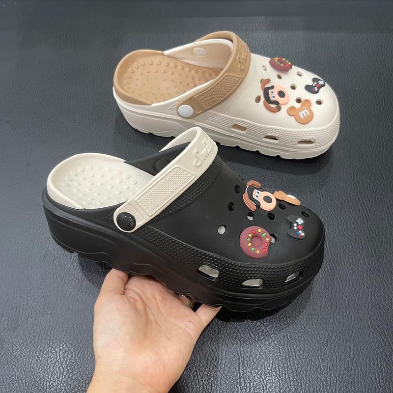 Dép bánh mì, Dép cross nữ độn đế 4cm đi mưa kiểu dáng unisex mẫu mới 2023 DéP Shoes GiàY