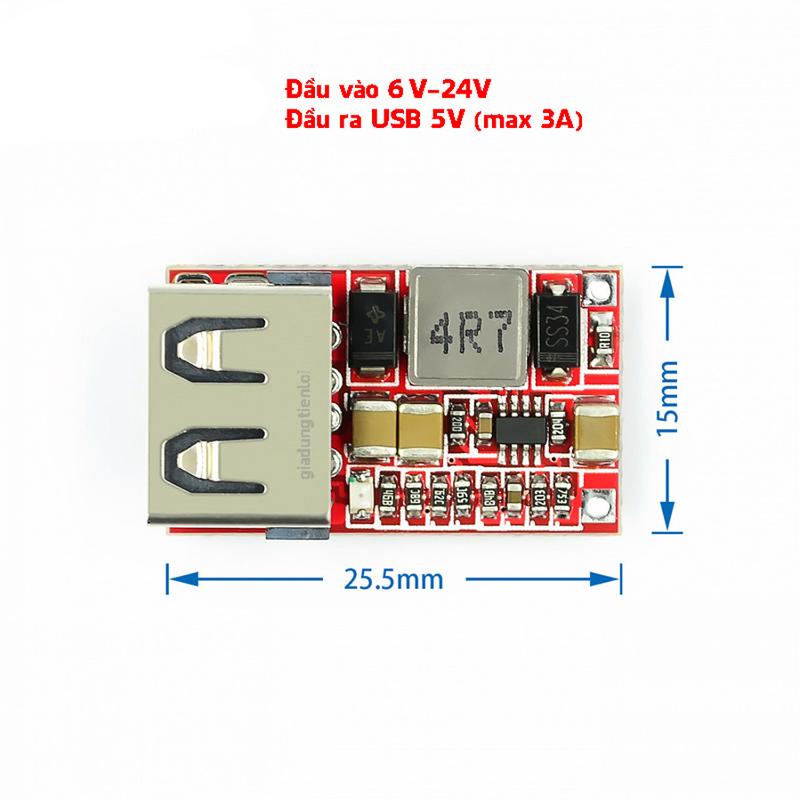 Mạch sạc điện thoại đầu vào (0.9~5V) hoặc (6V-24V)  đầu ra USB 5V 1