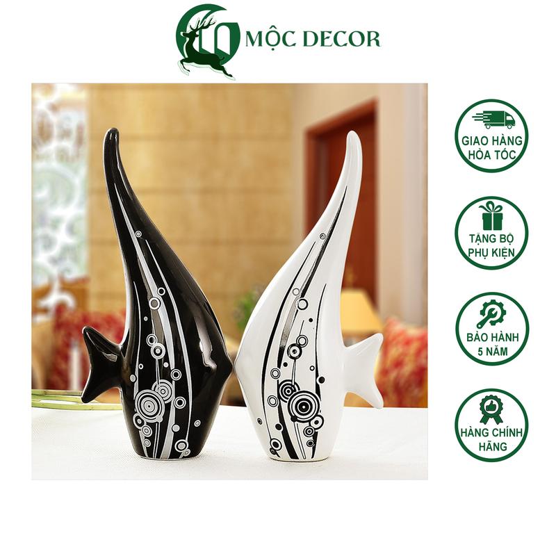 Decor Phong Thủy Hiện Đại Đơn Giản Đôi Cá Đen Trắng Hoa Văn Cực Đẹp Trang Trí Nội Thất Gia Đình Văn Phòng Trang Trí Nhà AH05 Phòng Khách Decor Phòng Đồng