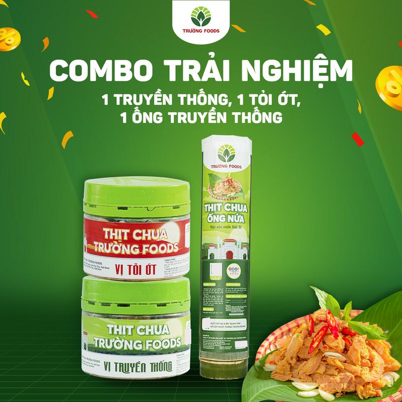 Trường Foods  Combo "Trải Nghiệm" - Combo 3 Thịt Chua (1 Ống Thịt Chua Vị Truyền Thống, 1 Hộp Truyền Thống, 1 Tỏi Ớt)