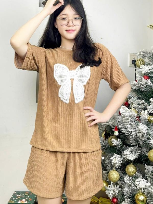 Set Đồ Bộ Nữ Mặc Nhà Thun Xốp Nhật, Mềm Mại, Thoáng Mát, Thấm Hút Mồ Hôi - Set Đồ Bộ Đùi Nữ Mặc Nhà Bigsize Áo Women Top 5